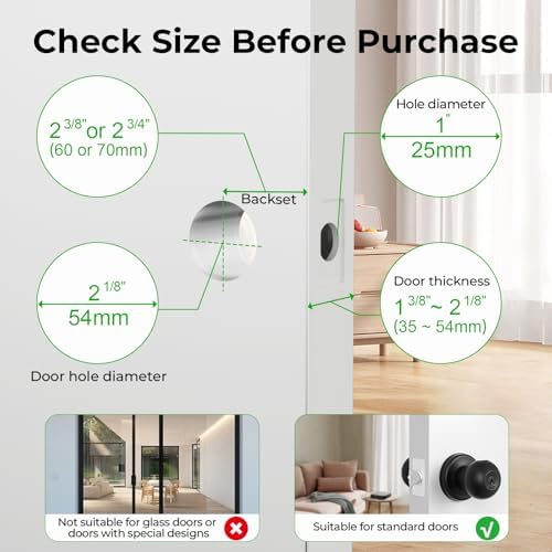 FITNATE Fingerprint Door Knob, Keyless Smart Lock with App Control