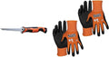 Klein Tools Folding Jab Saw & Cut Resistant Work Gloves Bundle - 31737 Carbon Steel Saw with Lockback & 60581 Nitrile Coated Nylon-Spandex Gloves, Large