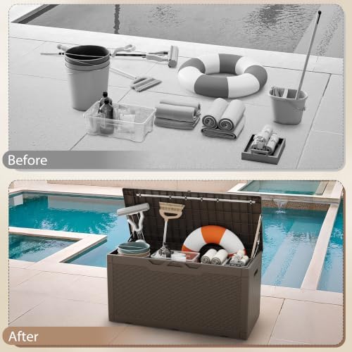 Devoko 100 Gallon Deck Box Waterproof Outdoor Storage Box with Cushion