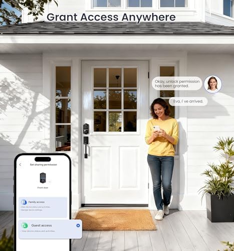 Veise VE017-D Fingerprint Smart Front Door Lock Set, Matte Black