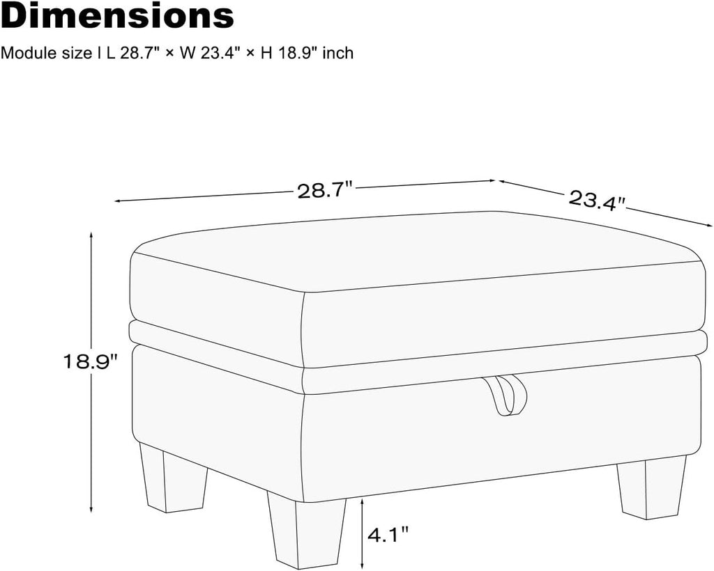 belffin 28.7" storage ottoman bench for footrest entryway shown in use
