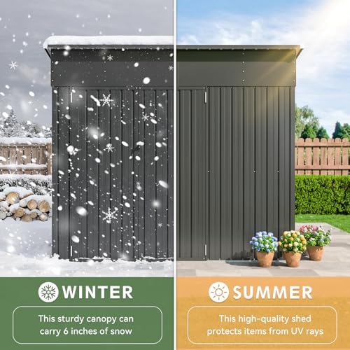 Aoxun 7.5'x4' Triple Door Shed Outdoor Storage Shed Black
