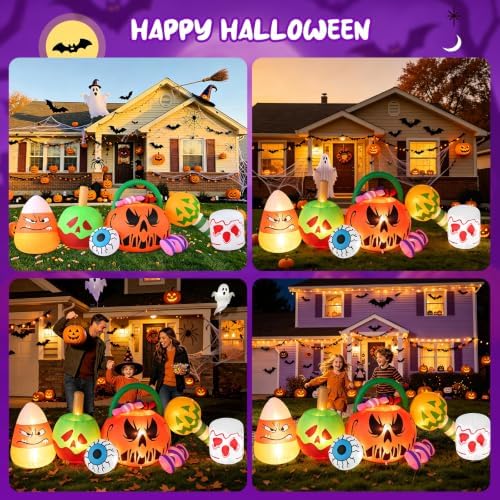 10FT Halloween Inflatables Pumpkin Ghost Combo Decorations