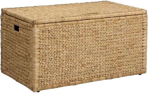 eHemco Water Hyacinth Blanket Storage Trunk, Natural, 36 x 20 x 18.5
