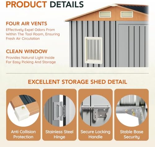 Verdeluxe 6x4FT Multi-Used Shed & Outdoor Storage Shed,Matte Gray