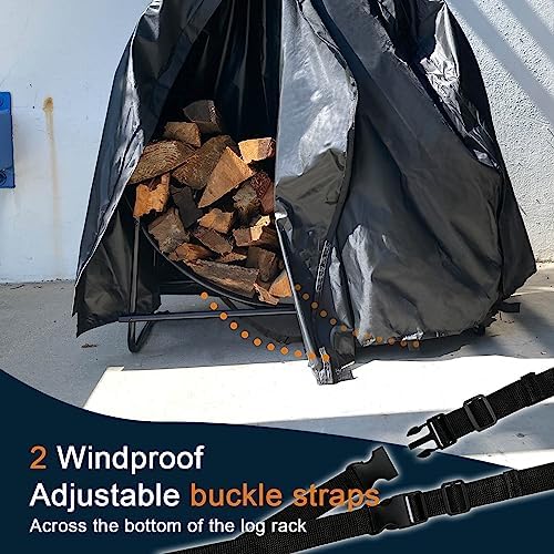 IC ICLOVER 48 Inch Firewood Log Hoop Cover, Waterproof Round Log Rack Cover