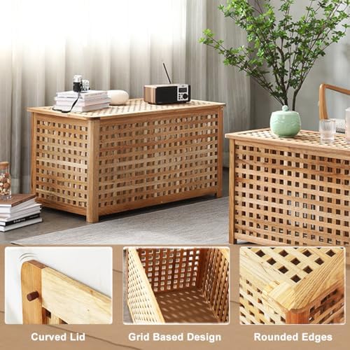 Solid Wood Entryway Bench with Storage, storage chest with Removable Bag