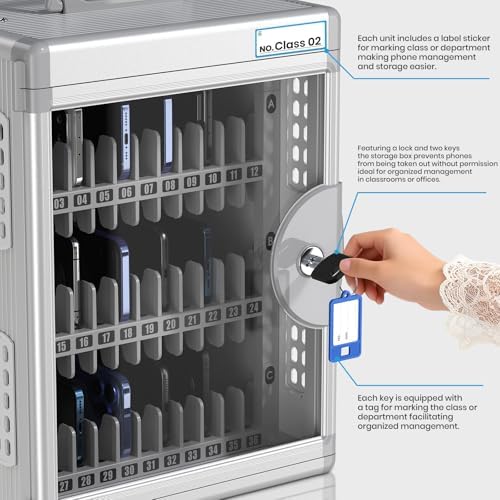 Glosen 36 Slots Cell Phone Locker with Key for Classroom, Phone Storage Box