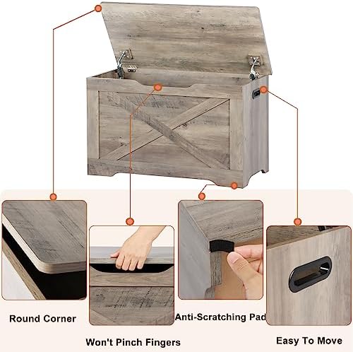 Timberer 31.5" Storage Chest, Wooden Storage Bench, Entryway Shoes Bench