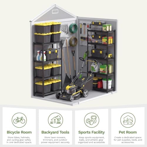 Patiowell 6x4 FT Plastic Outdoor Storage Shed with Floor, Light Gray