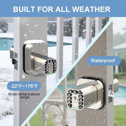 Richelock IU53 Double-Sided Fingerprint & Keypad Door Lock, All-Weather, Fully Waterproof Biometric Entry with Dual-Sided Codes, Same Key Both Sides for for Outdoor, Indoor, Gate, Fence