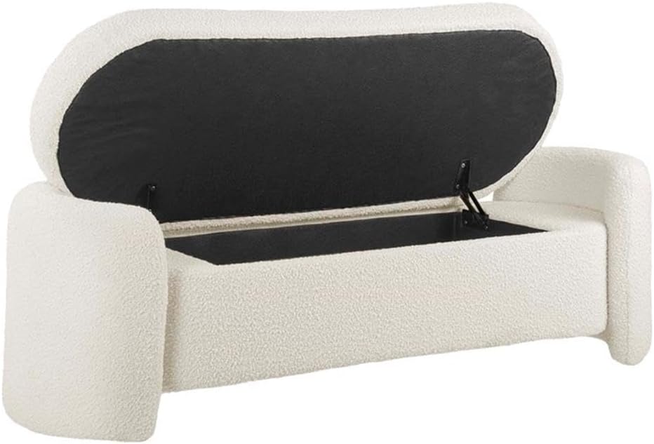 Modway Nebula Boucle Upholstered Storage Bench in Ivory