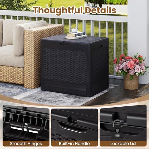 Tangkula 25 Gallon Waterproof Outdoor Storage Box with Lockable Lid
