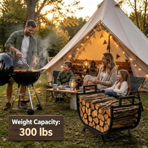 31 Inch Firewood Rack Outdoor Indoor Firewood Storage Metal Wood Rack