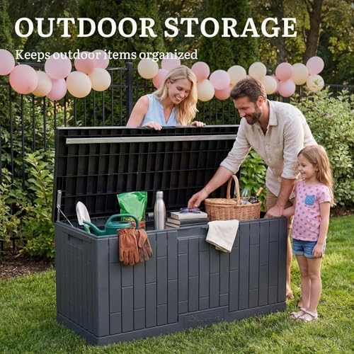 YITAHOME Large Deck Box 120 Gallon Resin Outdoor Storage Box