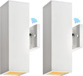 wowlite White Square Outdoor Wall Sconces, Dusk to Dawn, Up & Down, 2 Pack