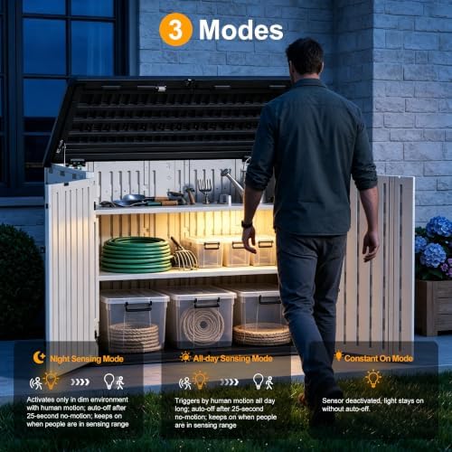 31 Cu.Ft Outdoor Storage Shed, Lockable Vertical Resin Storage Cabinet