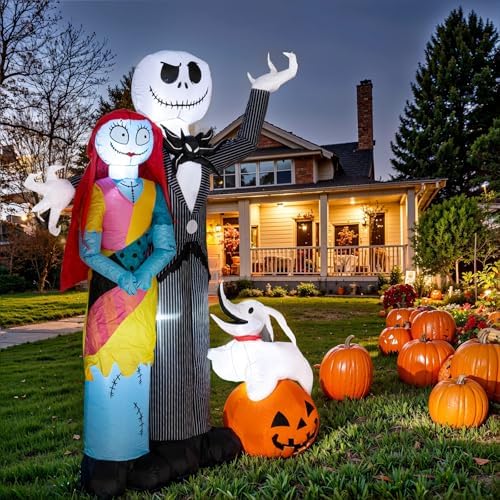 Nervure 6Ft Halloween Decoration Outdoor Inflatable - Halloween Inflatable Decorations with Skeleton Dog and Pumpkin- Blow Up Inflatables with Built-in LED Lights for Yard Garden Lawn Decor