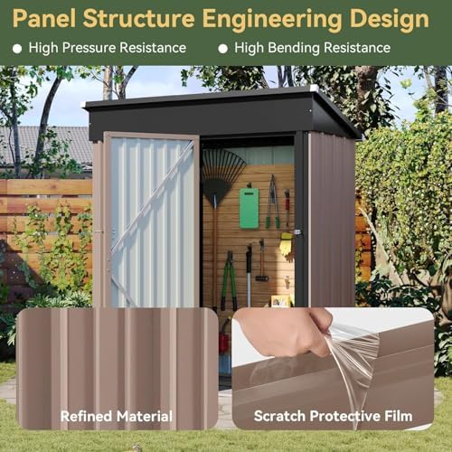 Aoxun 5'x2.9' Shed Outdoor Storage Shed Brown
