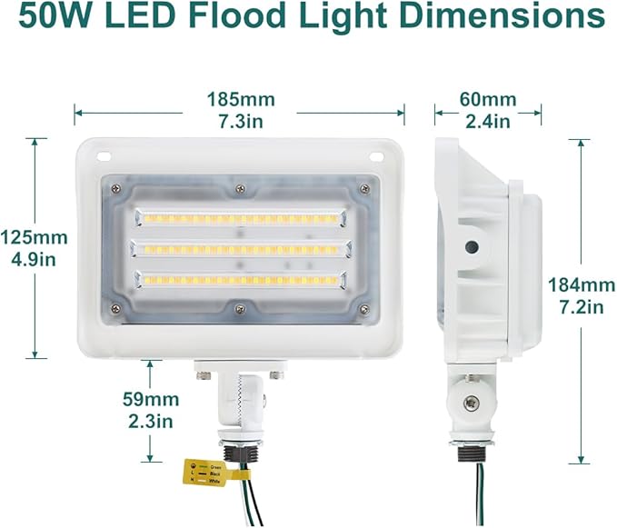 kadision LED Flood Light 50W/40W/30W, 3CCT 3000K/4000K/5000K Selectable (4 Pack)