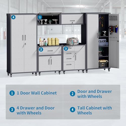 6-Piece Garage Storage Cabinets System Heavy Duty Workshop Set