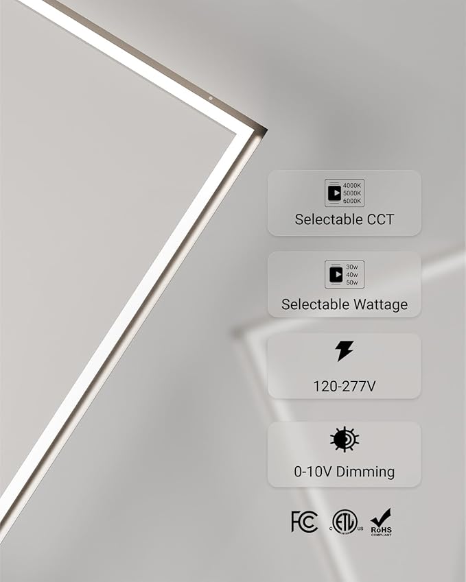 Sunco 12 Pack 2x2 Edge-Lit Frame LED Panel Lights, Drop Ceiling Flat Light