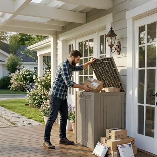 EasyUp 56 Gal Waterproof Outdoor Storage Box UV Resistant Deck Box