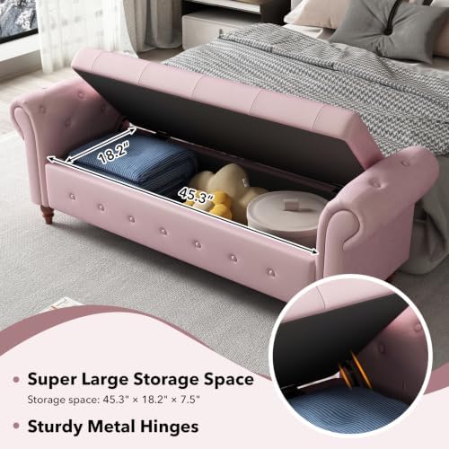 Storage Bench, End of Bed Bench with Pull Ring Design