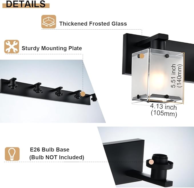 WINSHEN 5-Lights Bathroom Light Fixtures, Matte Black Modern Vanity Lights