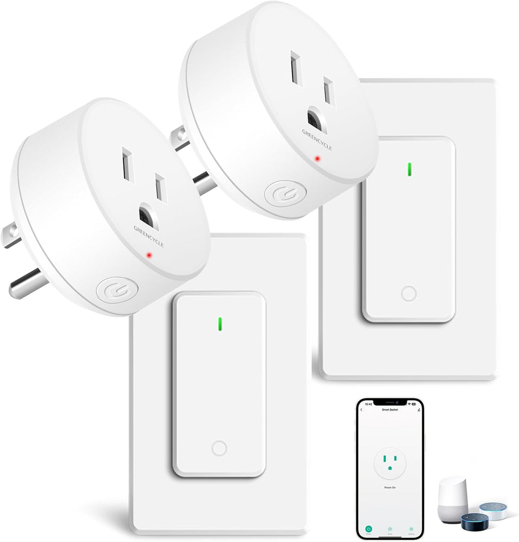 WiFi Smart Outlet Plug with Remote, Compatible with Alexa and Google Home via (2 Sets)