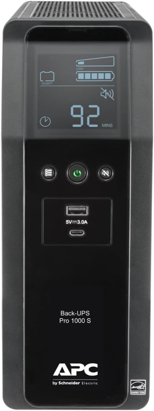 APC UPS Back-UPS Pro, 1000VA Sinewave UPS Battery Backup & Surge Protector