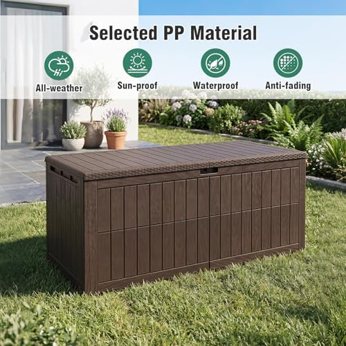 Tangkula 180 Gallon Outdoor Storage Box with Lockable Lid