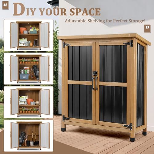 PetsCosset Small Outdoor Storage Cabinet Weatherproof with Lockable Doors