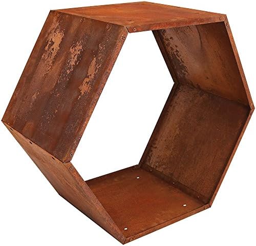 Sunnydaze Steel Outdoor Firewood Rack, 30” W, Hexagon, Bronze