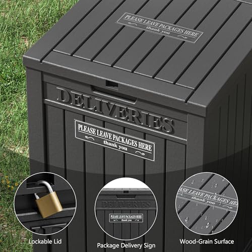LHBGO Package Delivery Box for Outside, 48 Gallon Storage with Lockable Secure, Large Resin Outdoor Package Drop Container