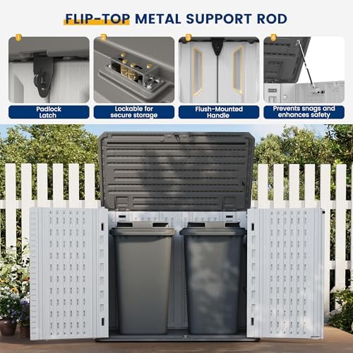 UDPATIO 34 Cu.Ft Resin Storage Shed,Horizontal Outdoor Shed,White