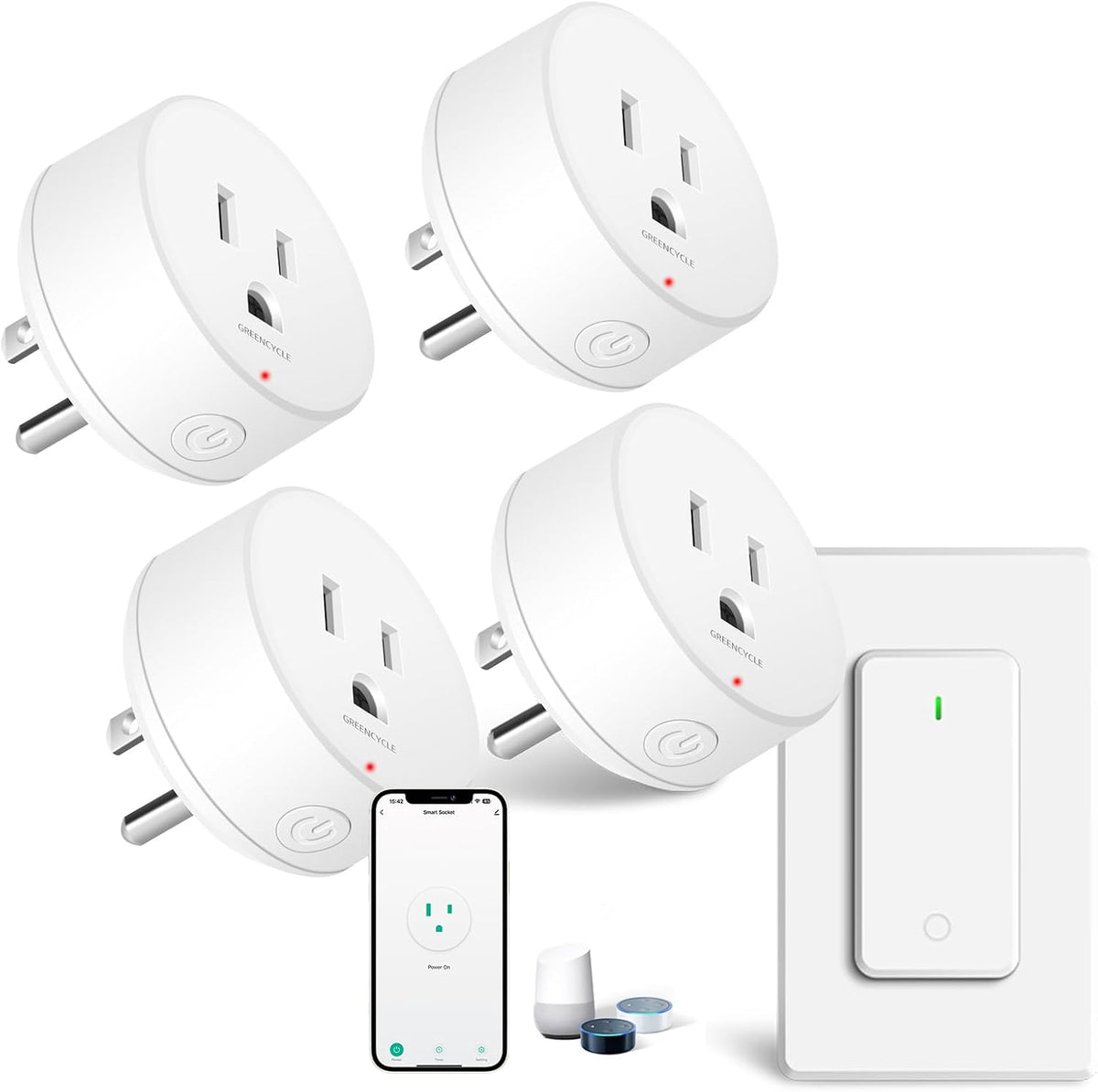 WiFi Smart Outlet Plug with Remote, Compatible with Alexa and Google Home via