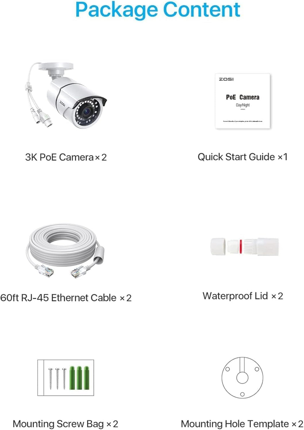 zosi 2-pack 5mp add-on poe security camera with, view 9