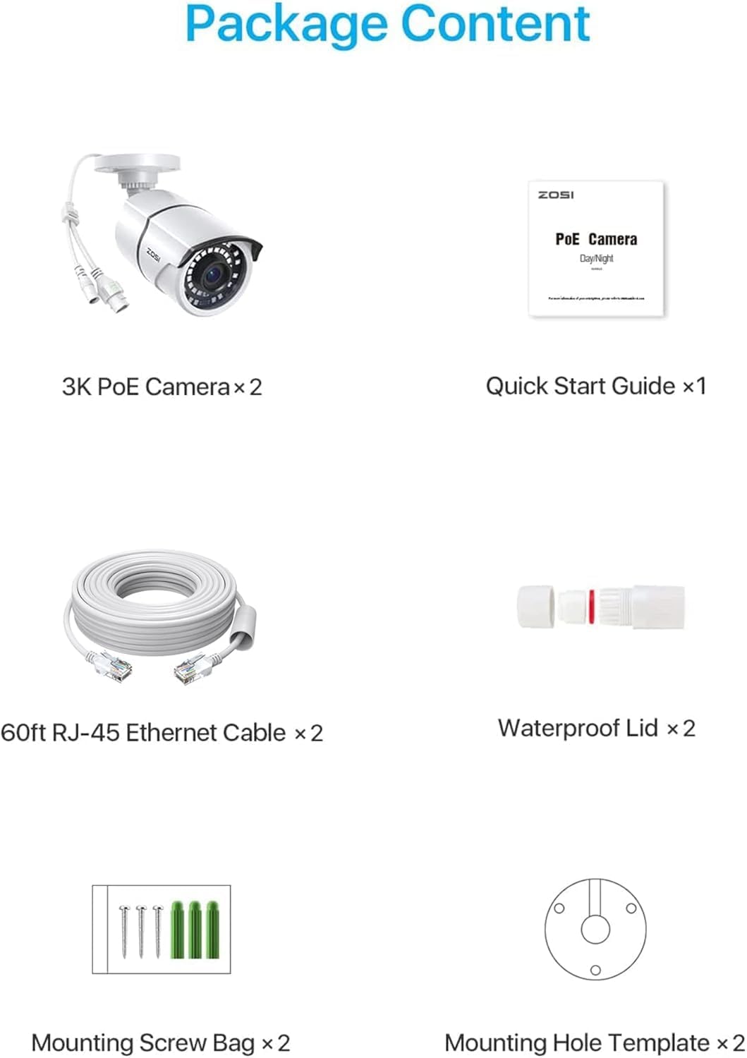 zosi 2-pack 5mp add-on poe security camera with, view 9
