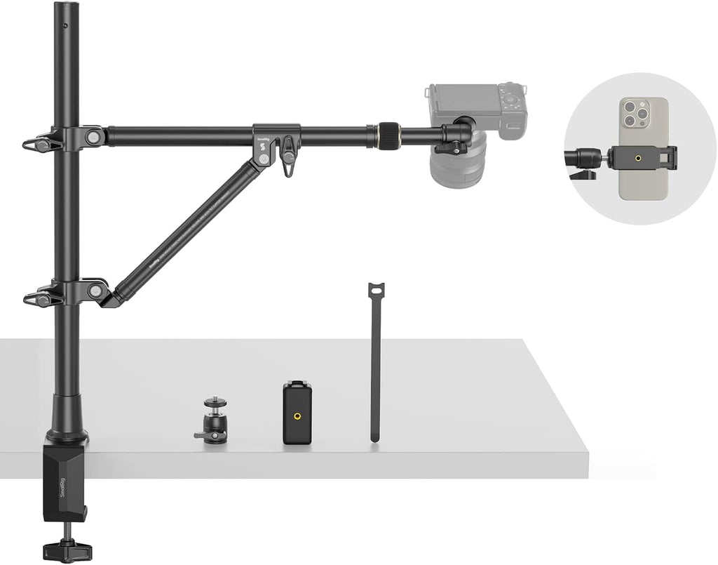 SMALLRIG Triangle Camera Desk Mount, Max. Load 3kg/ 6.6lbs, Overhead Mount