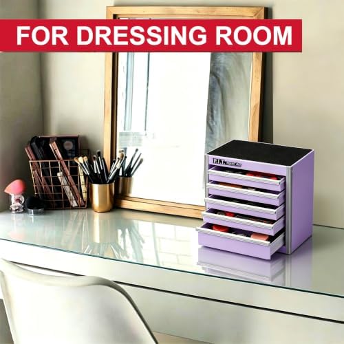 Mini Tool Box with 5 Drawer,Purple Metal Toolbox for Multi-Purpose Storage