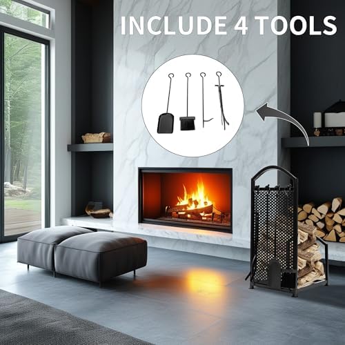 Kojem Indoor Outdoor Firewood Rack Heavy Duty Fireplace Firewood Storage
