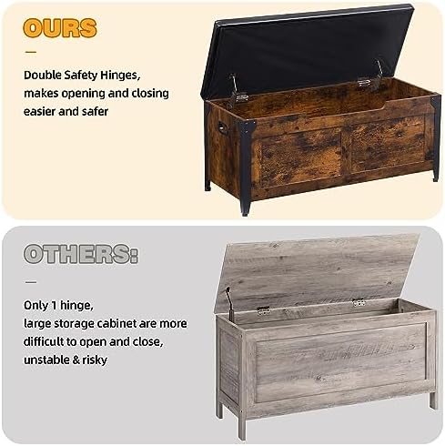 GAOMON 39.4" Storage Chest, Storage Bench with Safety Hinge