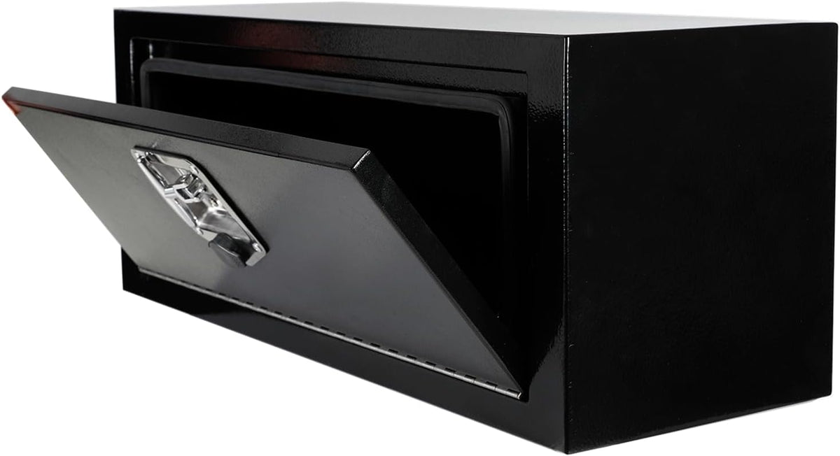 Underbody Truck Box Steel Storage Tool Box,27.5 x 10.5 x 10 Tool Chest Organizer w/Lock and Keys For Pickup,Truck Bed, RV, Trailer,Heavy Duty Waterproof Blac box