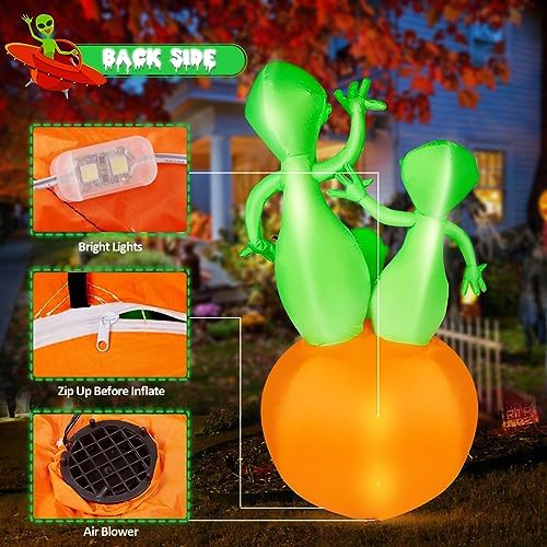 CAMULAND 6FT Halloween Inflatable Pumpkin Alien Decorations Outdoor