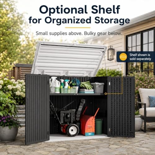 ADDOK Outdoor Storage Cabinet, 48 Cu.Ft Horizontal Resin Storage Shed