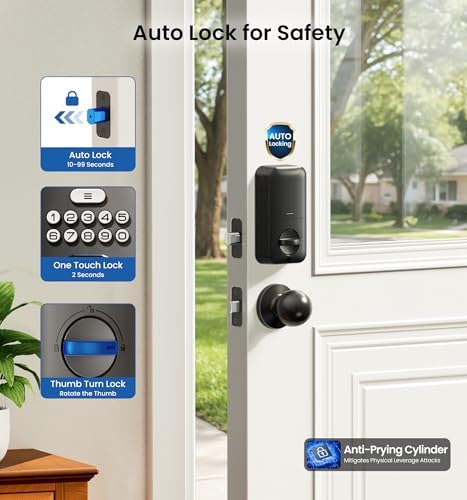 Veise KS02C Fingerprint Deadbolt Door Lock with Knob Set, Matte Black