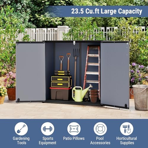 Tangkula 23.5 Cu.ft Outdoor Storage Shed with Lockable Door
