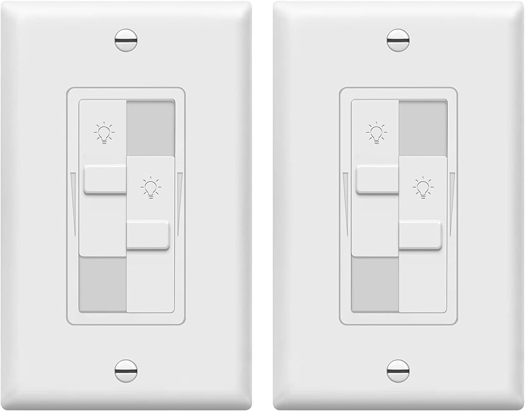 TOPGREENER Kalide Dual Load Dimmer Light Switch, Double LED Dimmer Switch (2 Pack)