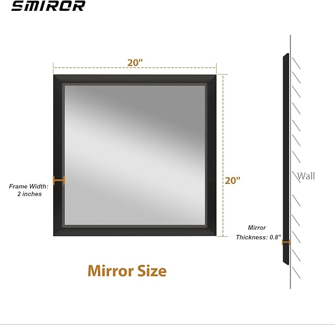 SMIROR Matte Black Bathroom Mirror